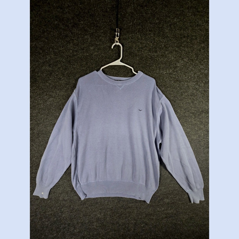 Vtg Faconnable Mens Blue Pima Cotton Crew Neck Pullover Sweater Minimalist Sz M
